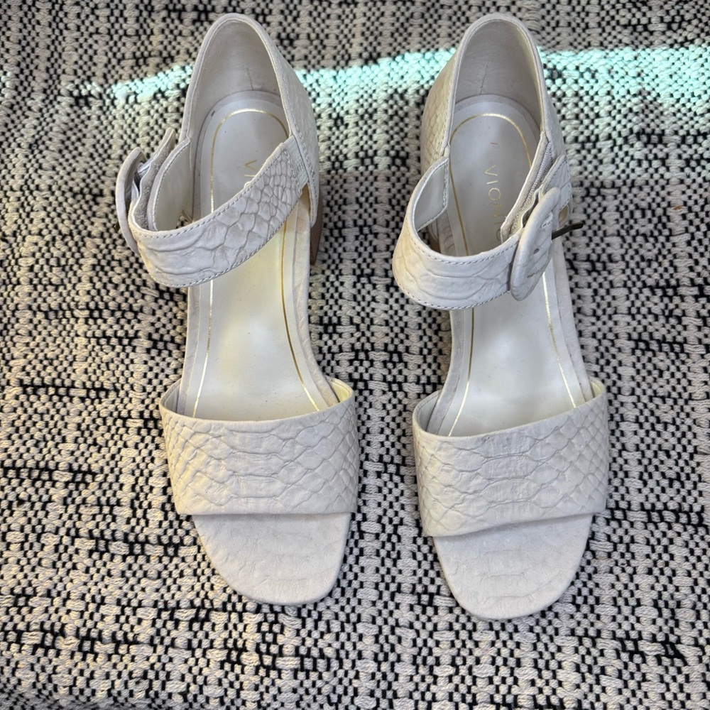 Vionic Chardonnay Block Heeled Sandal Cream Leather Size 8 - Picture 9 of 15